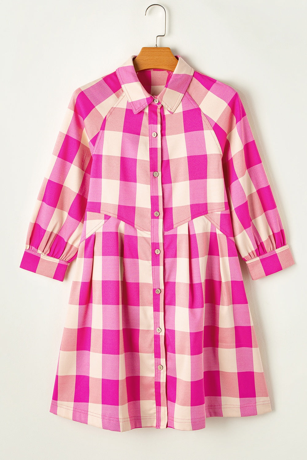 Plaid Button Up Long Sleeve Shirt Dress